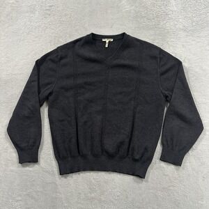 Enzo Mantovani VNeck Sweater Men L Gray Extra Fine Merino Wool Made Italy